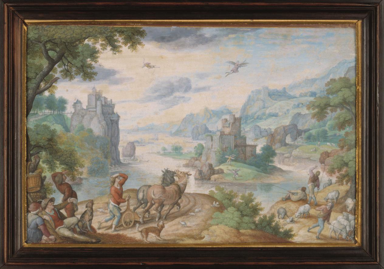 Hans Bol, Landschap met de val van Icarus, Nederlanden, 1590 (inv. MMB.0048)