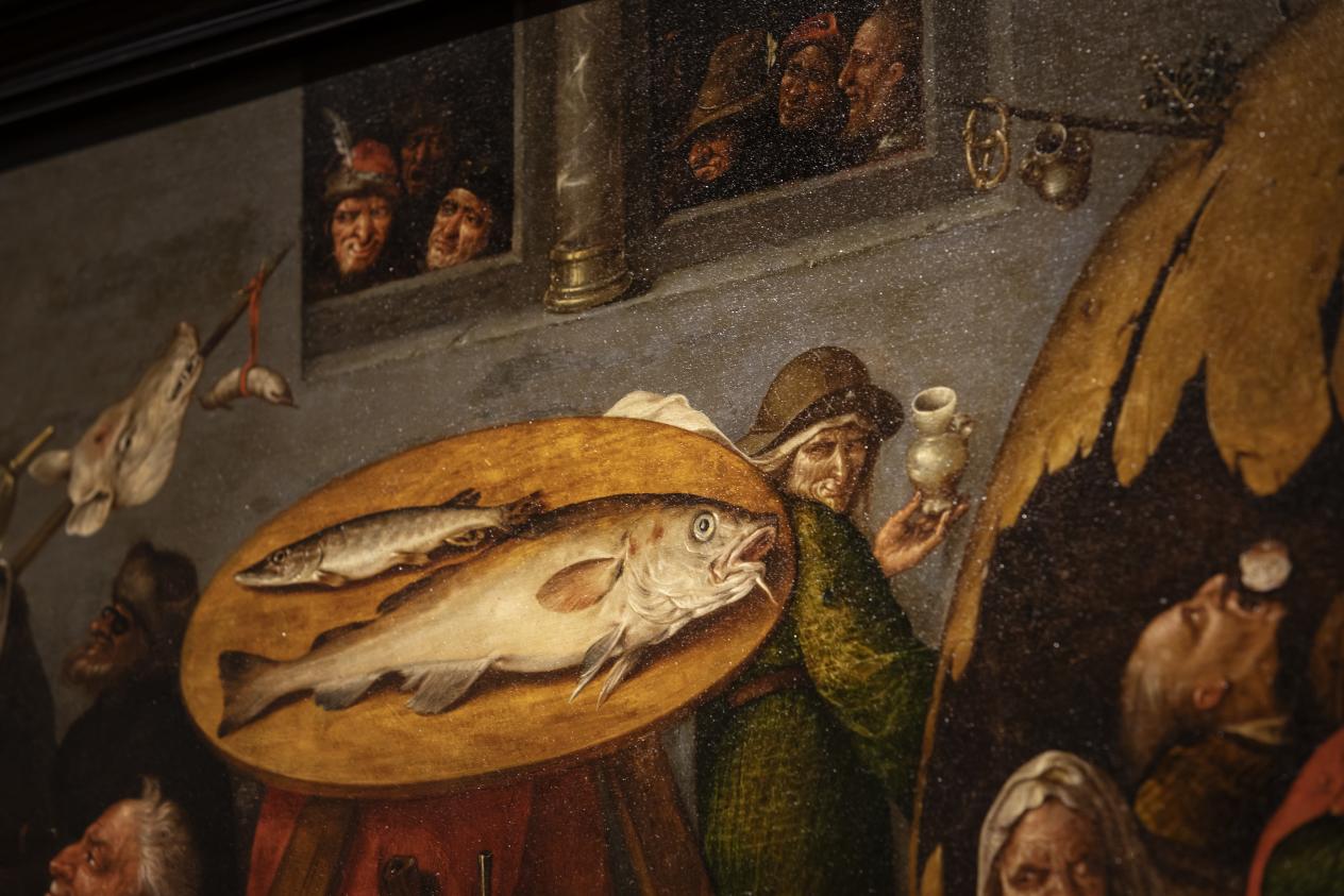 Detail Strijd tussen Carnaval en Vasten - Vissen op tafel