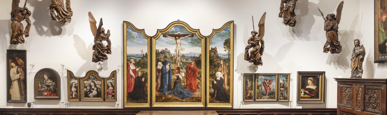 Calvarie met stichterspaar, Massys in het museum