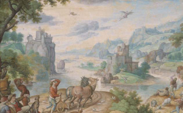 Hans Bol, Landschap met de val van Icarus, Nederlanden, 1590 (inv. MMB.0048)